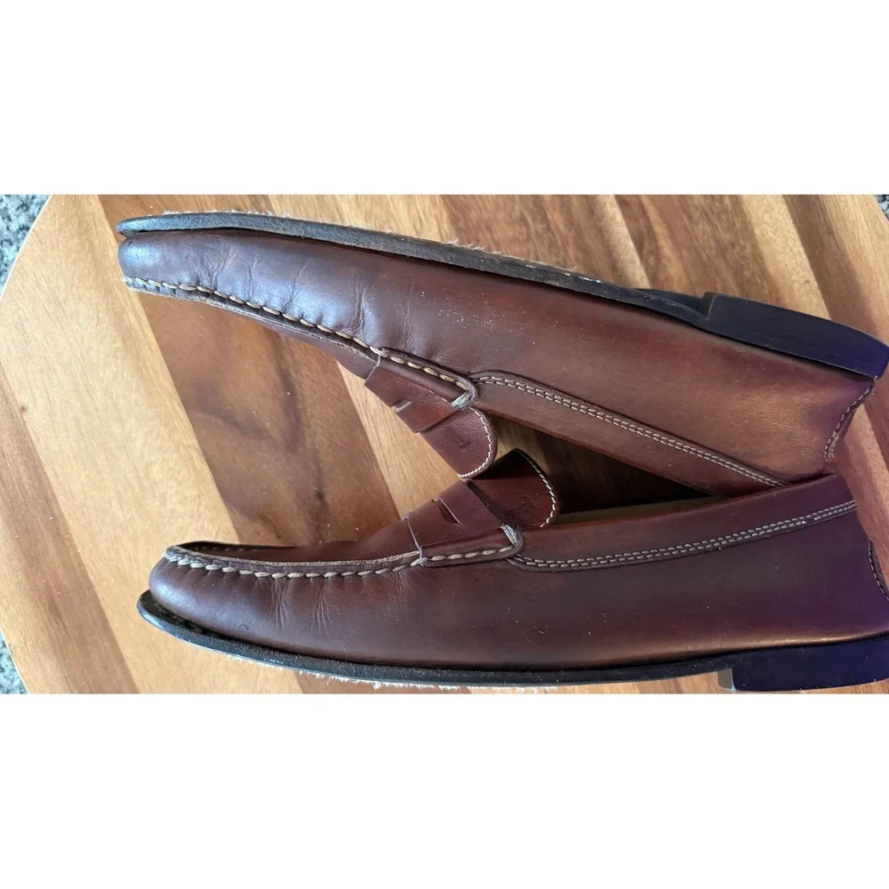 Tods Penny Loafers Mens Size 8 Brown Leather Good Condition Italian Made Luxury